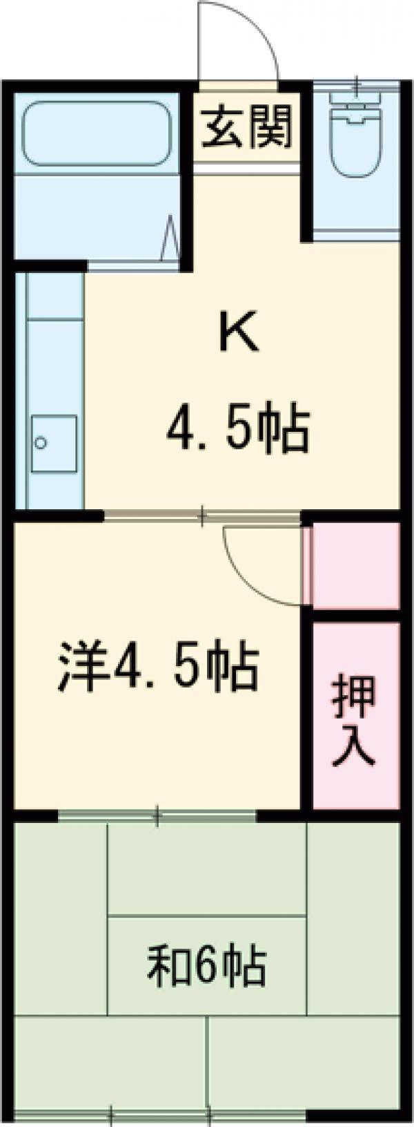 関才荘(2K/1階)の間取り写真