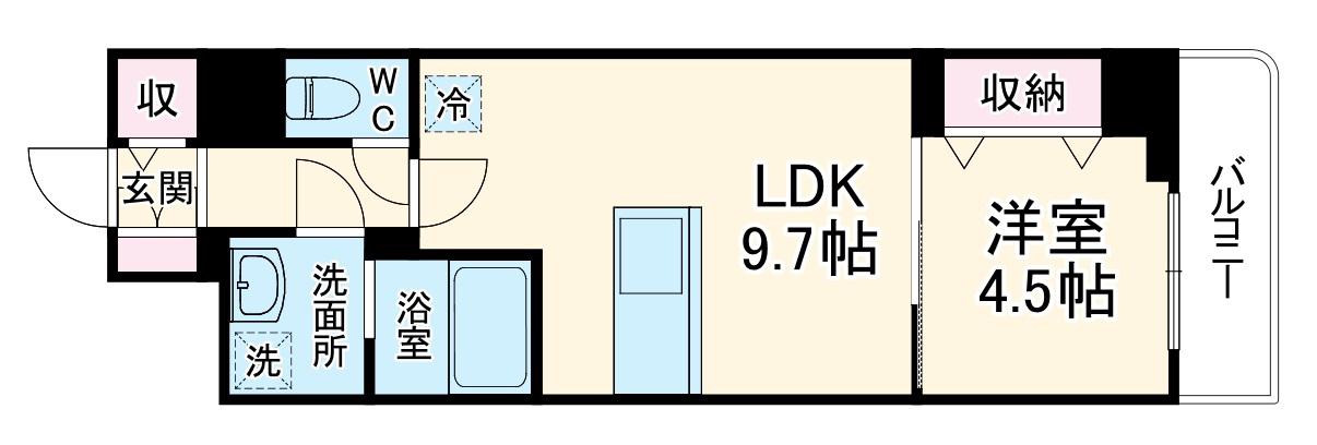 MADER(1LDK/4階)の間取り写真