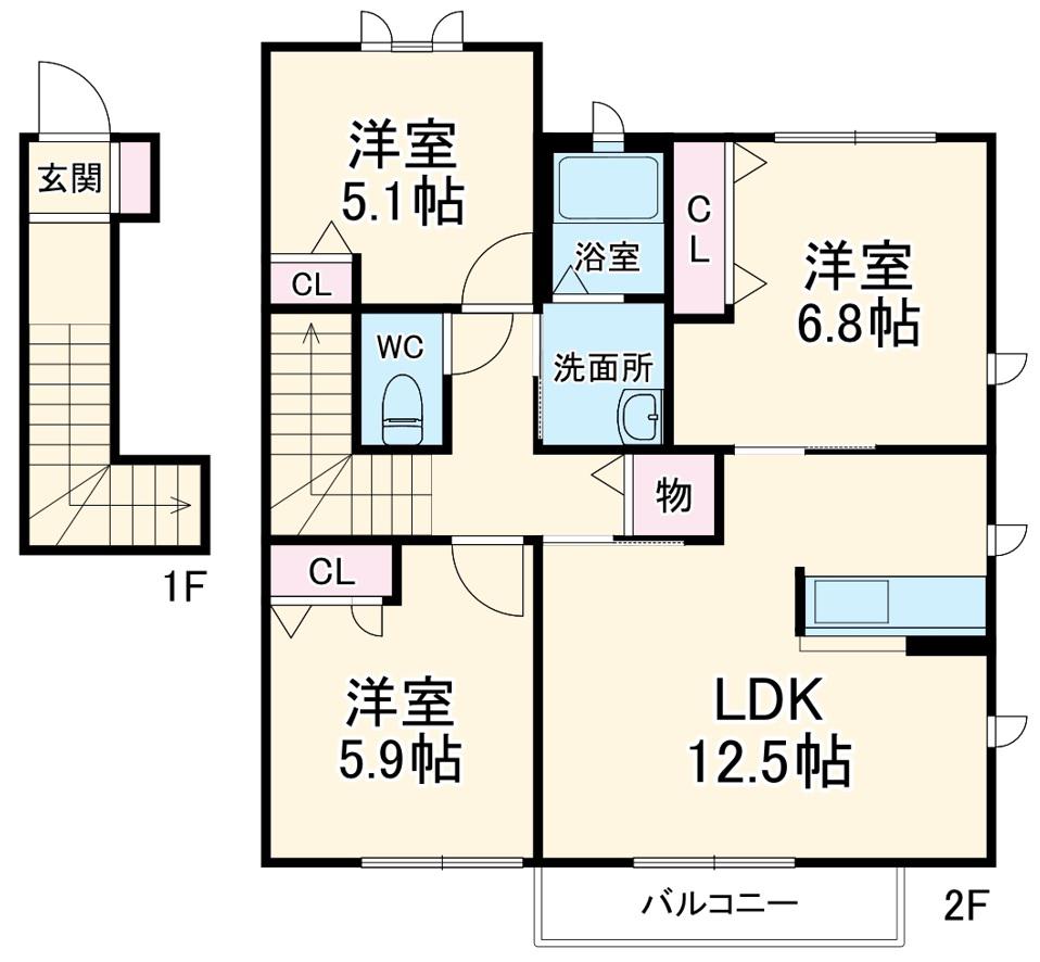 ファミール3(3LDK/1階)の間取り写真