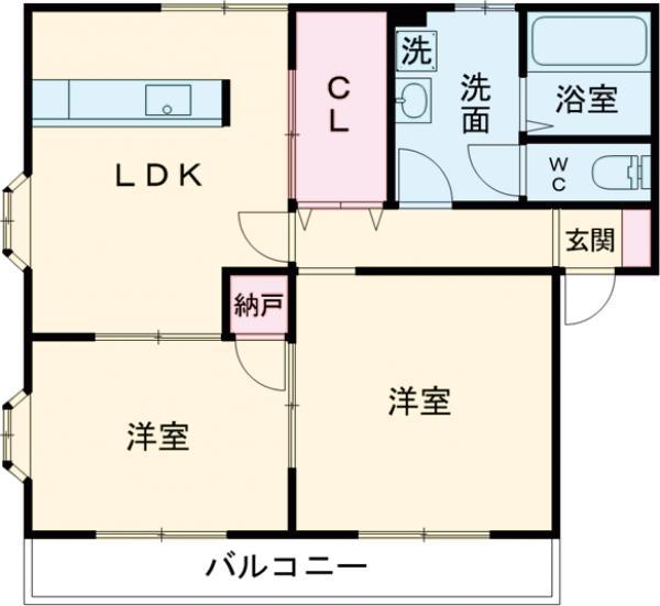 PUREONE(2LDK/2階)の間取り写真