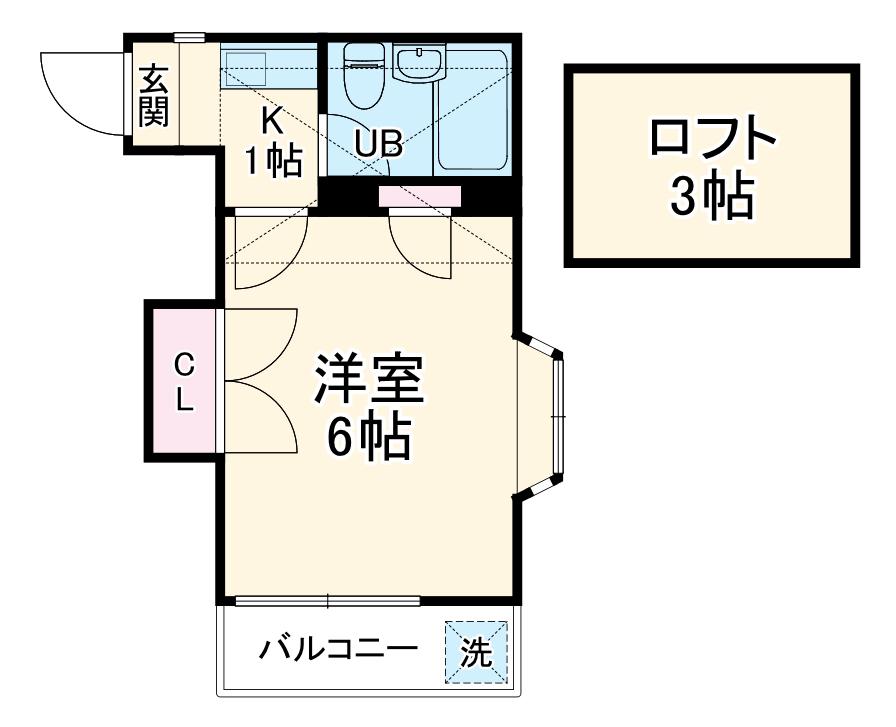 クリスタルⅡ(1K/2階)の間取り写真