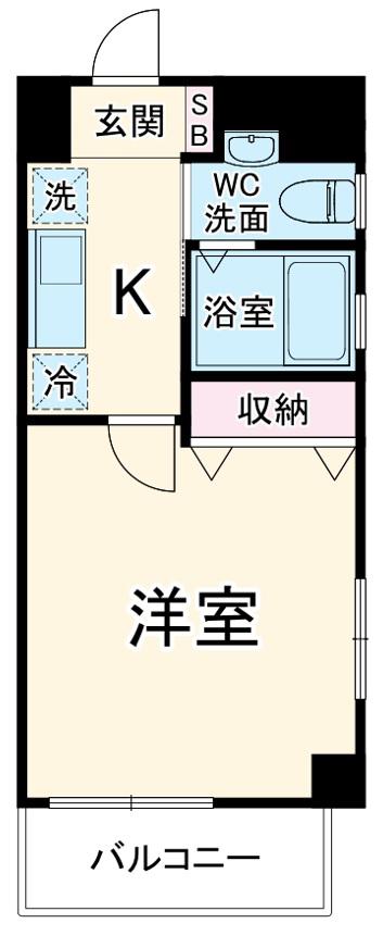 グラシアス武蔵新城(1K/4階)の間取り写真