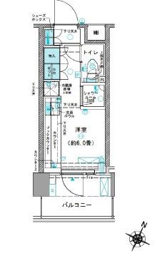 コムレジ赤羽 学生棟(ワンルーム/3階)の間取り写真