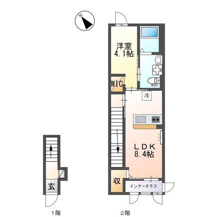 アイル八王子(1LDK/2階)の間取り写真