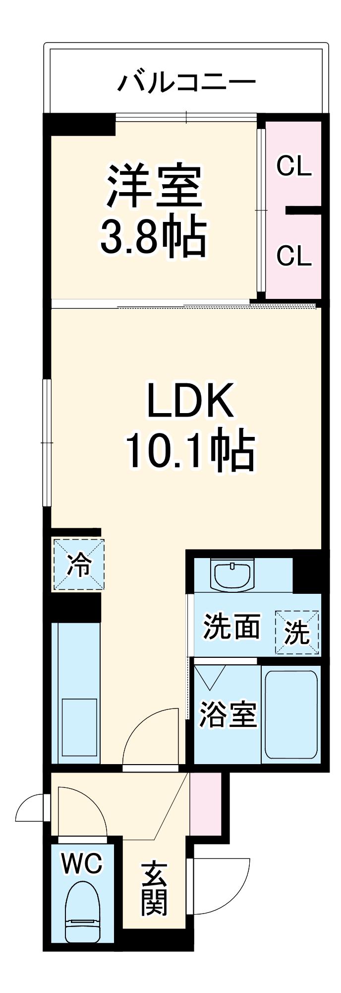 D-ROOM中央Ⅰ(1LDK/2階)の間取り写真