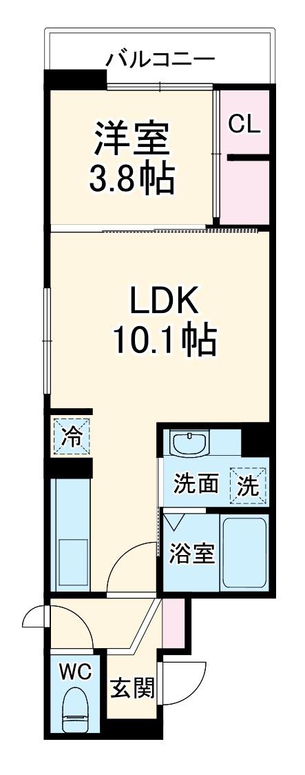D-ROOM中央Ⅰ(1LDK/3階)の間取り写真