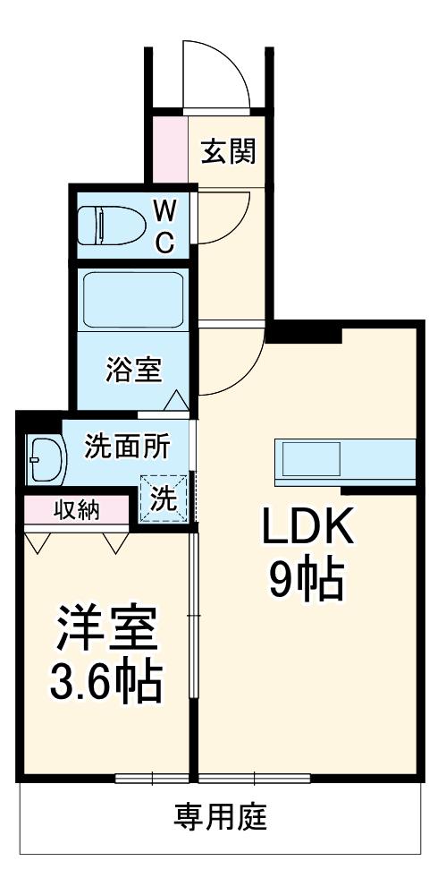 AVANTIA SAGE 中島新町(1LDK/1階)の間取り写真