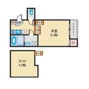 ハーモニーテラス中村中町3(1SK/1階)の間取り写真