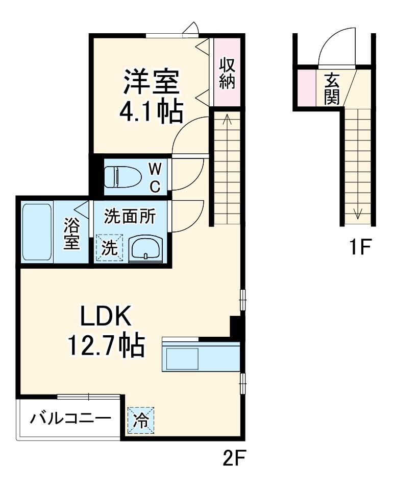 AVANTIA SAGE 中島新町(1LDK/2階)の間取り写真