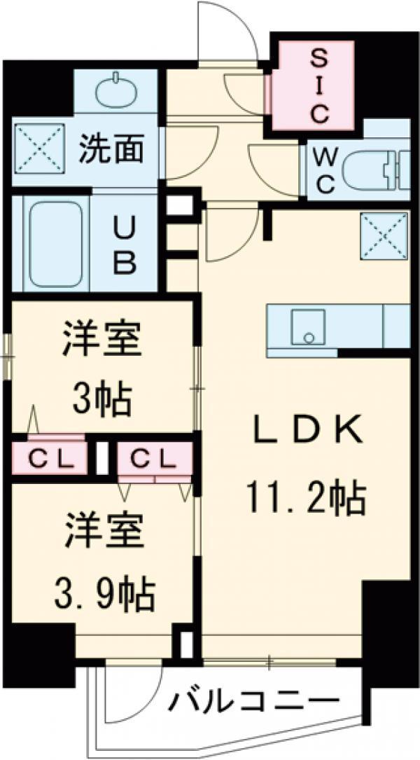 S-RESIDENCE目黒大岡山BRESA(2LDK/1階)の間取り写真