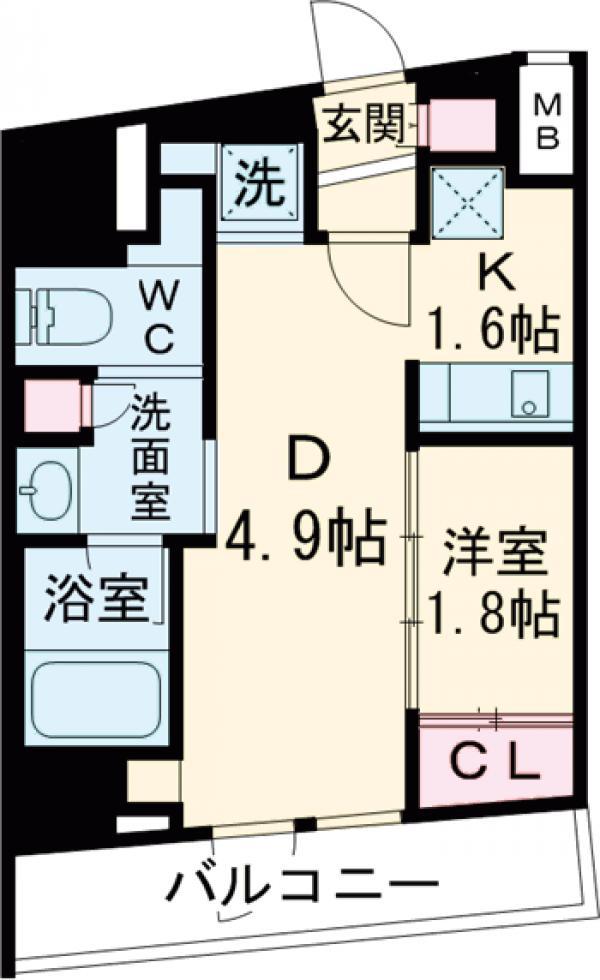 ARK MARK八幡山(1DK/4階)の間取り写真