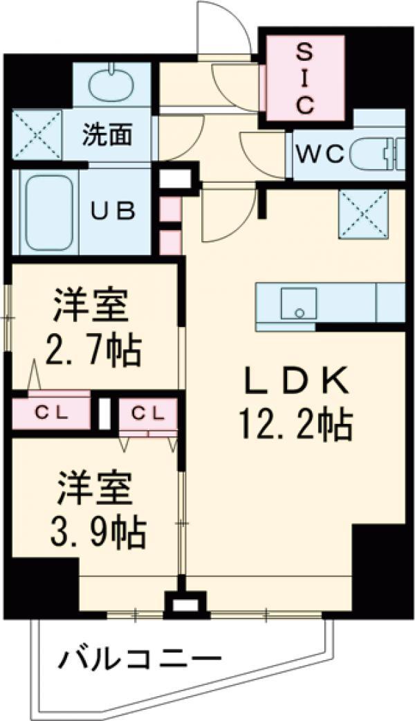S-RESIDENCE目黒大岡山BRESA(2LDK/2階)の間取り写真