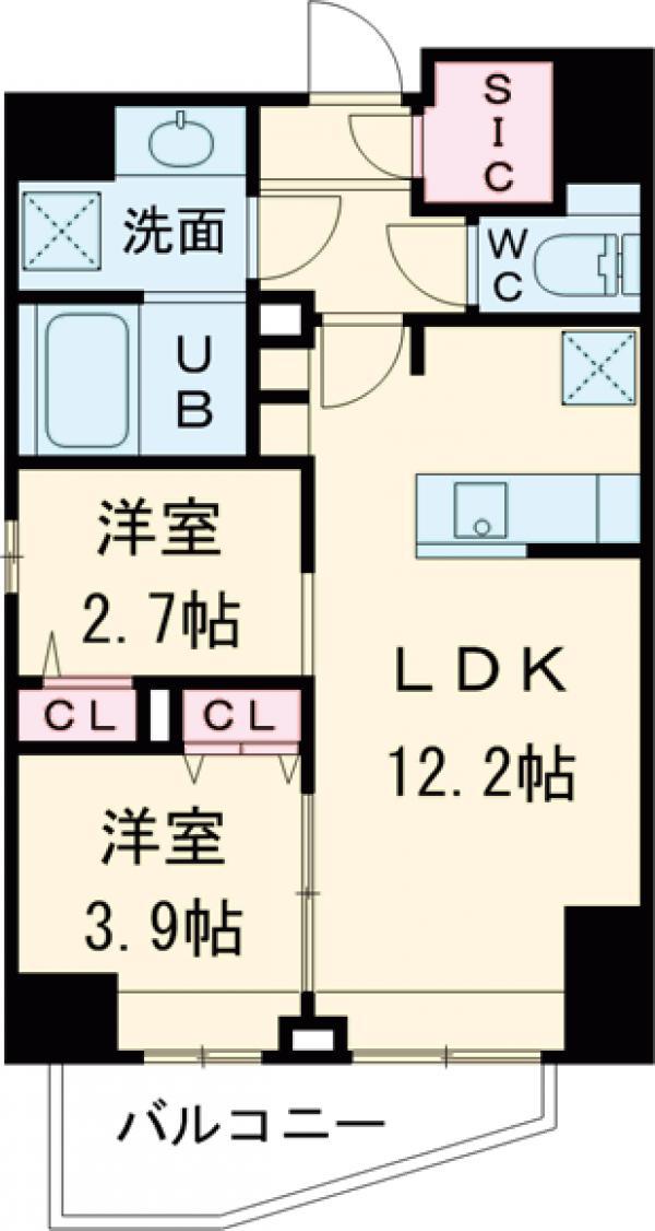 S-RESIDENCE目黒大岡山BRESA(2LDK/4階)の間取り写真