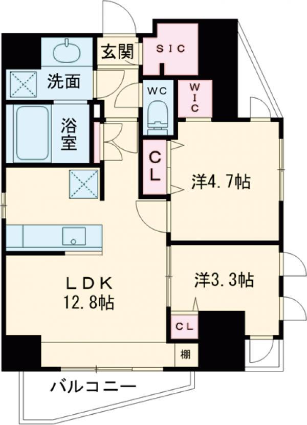 S-RESIDENCE目黒大岡山BRESA(2LDK/5階)の間取り写真