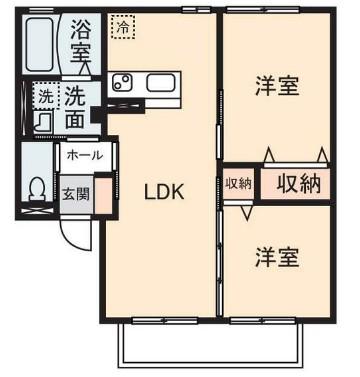 グランドハイムエクレールⅡ棟(2LDK/2階)の間取り写真