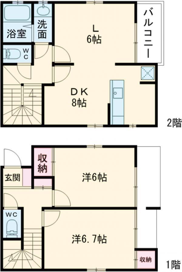 シオン成城Ⅲ(2LDK)の間取り写真