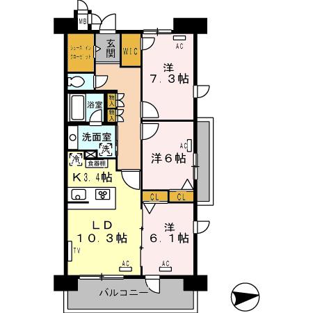 ロイヤルパークス西新井(3LDK/10階)の間取り写真