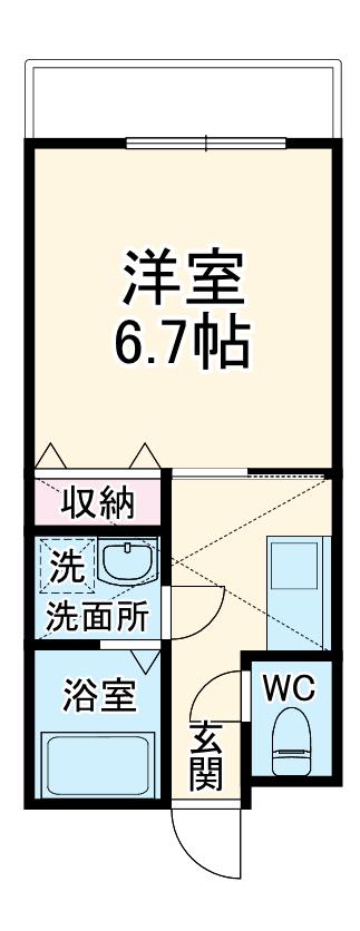 プレステージ谷塚Ⅱ(1K/2階)の間取り写真