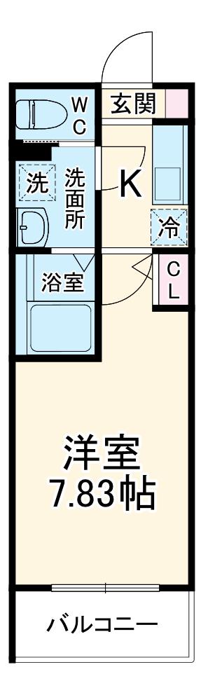 GRADUS桶川Ⅲ(1K/3階)の間取り写真