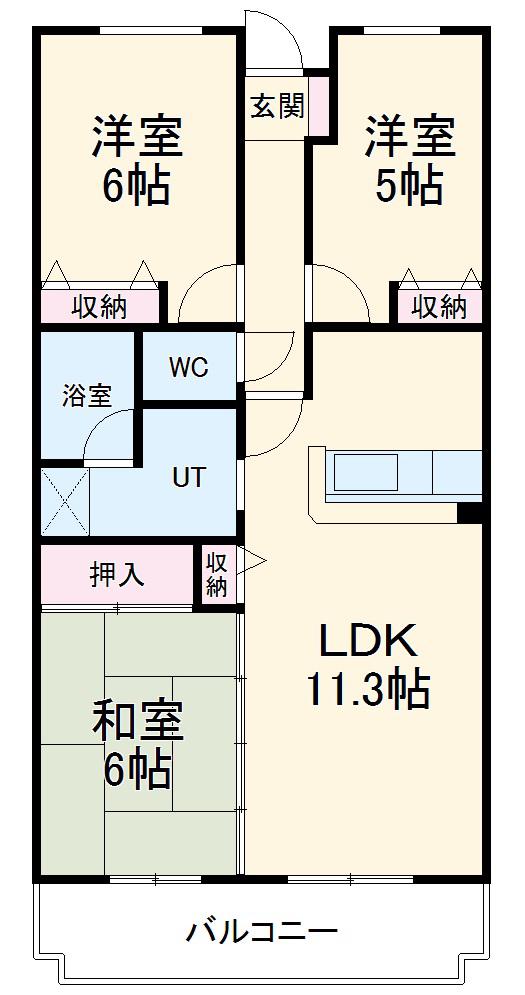 ディアレンス浦和(3LDK/5階)の間取り写真