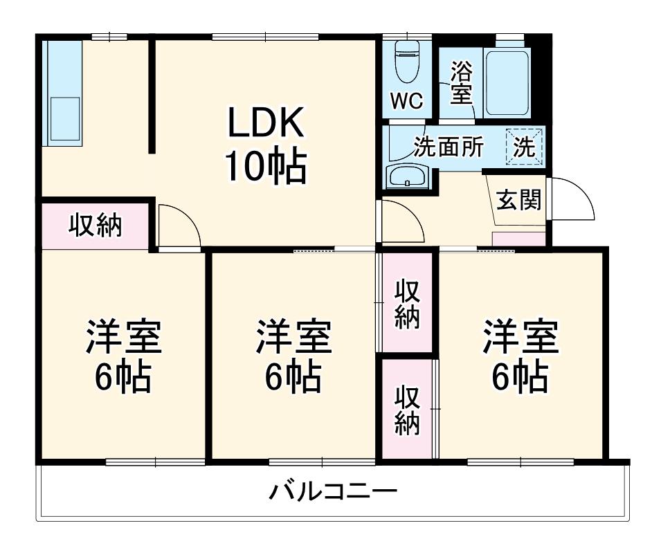 レインボーハウス2号棟(3LDK/2階)の間取り写真