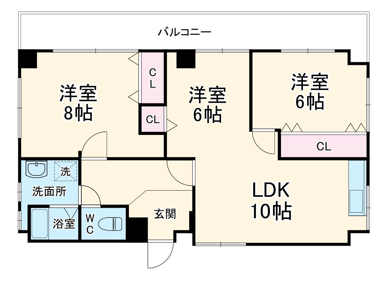ロートス・ハウス西町(2LDK/2階)の間取り写真