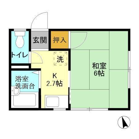 福志荘B(1K/2階)の間取り写真
