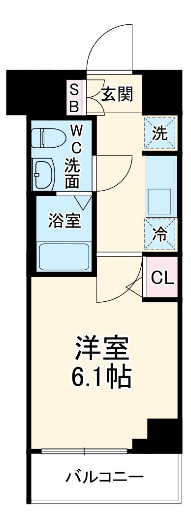 エストゥルース横浜吉野町(1K/1階)の間取り写真
