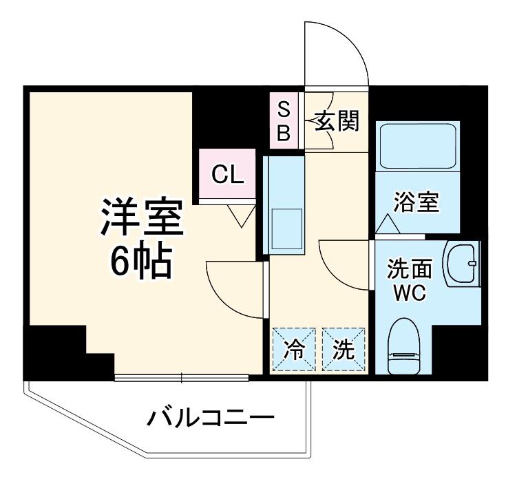 エストゥルース横浜吉野町(1K/2階)の間取り写真