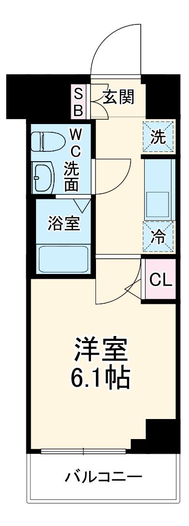 エストゥルース横浜吉野町(1K/2階)の間取り写真