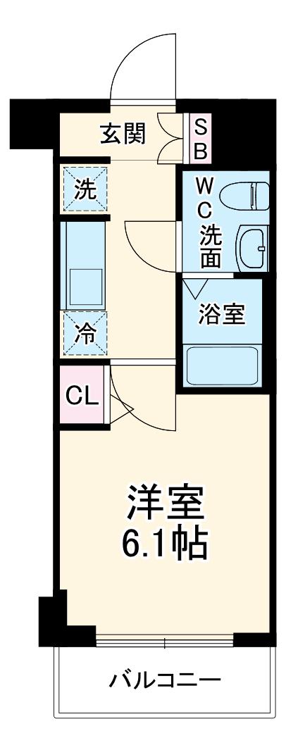 エストゥルース横浜吉野町(1K/2階)の間取り写真
