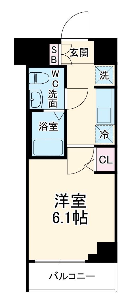 エストゥルース横浜吉野町(1K/2階)の間取り写真