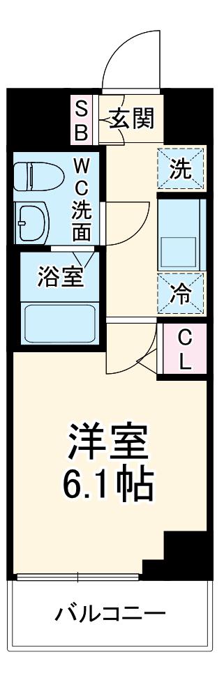エストゥルース横浜吉野町(1K/3階)の間取り写真