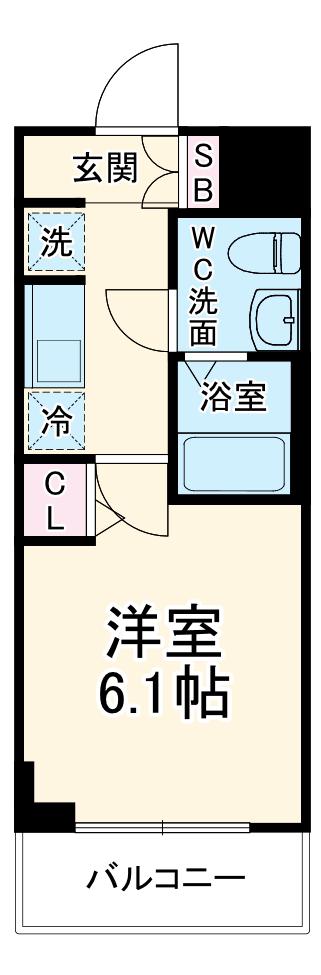 エストゥルース横浜吉野町(1K/4階)の間取り写真