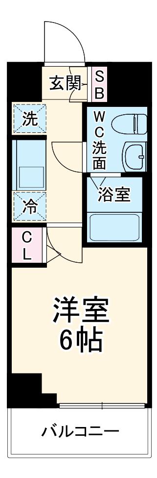 エストゥルース横浜吉野町(1K/4階)の間取り写真