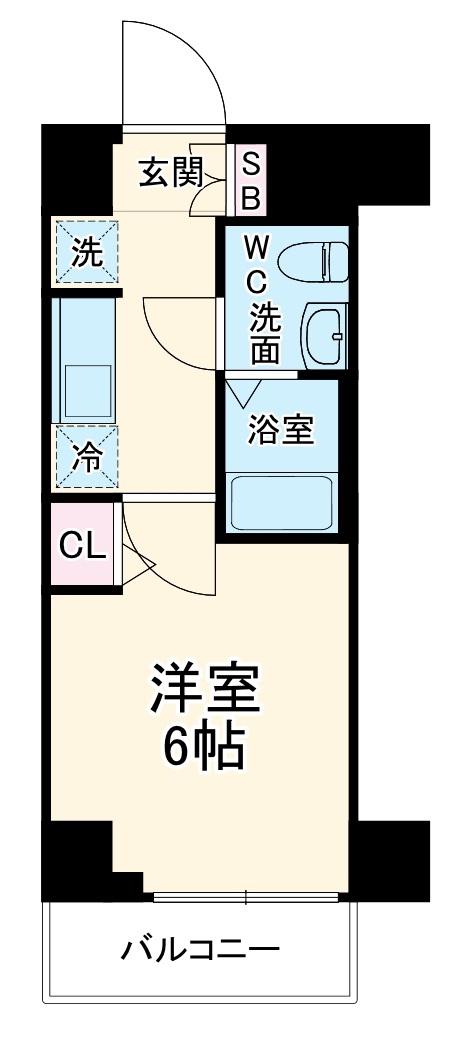 エストゥルース横浜吉野町(1K/6階)の間取り写真