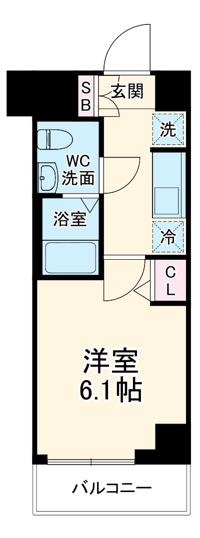 エストゥルース横浜吉野町(1K/7階)の間取り写真