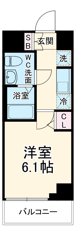 エストゥルース横浜吉野町(1K/7階)の間取り写真