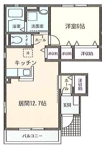 コンフォート・レボヌゥールⅡ(1LDK/1階)の間取り写真
