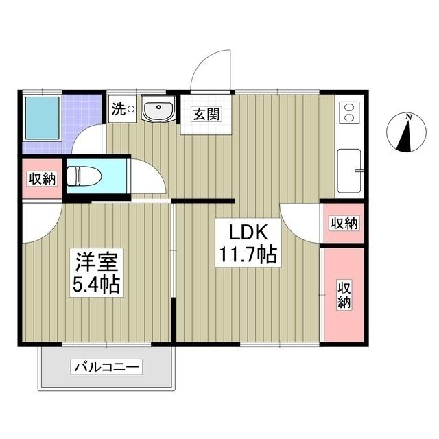 第2あそうコーポ(1LDK/1階)の間取り写真