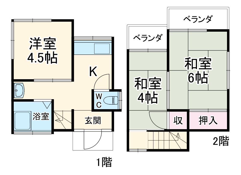 東武鉄道東上線 鶴瀬駅 徒歩24分 2階建 築55年(3K)の間取り写真
