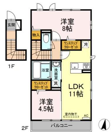 セジュール(2LDK/2階)の間取り写真