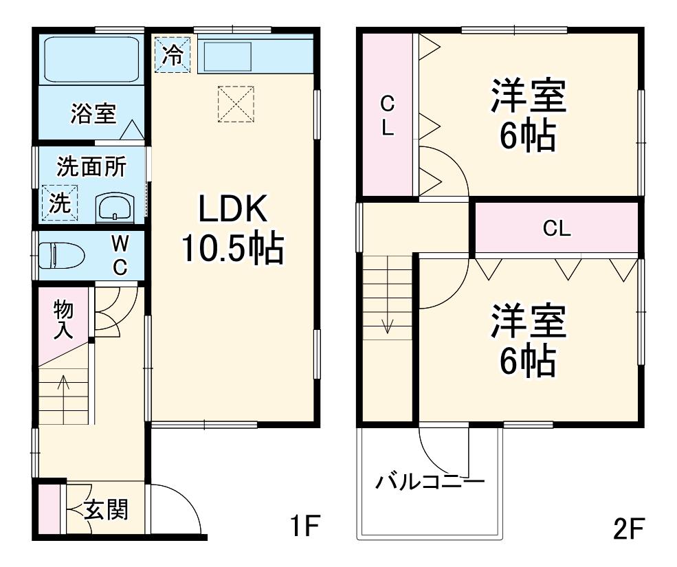 京浜東北・根岸線 根岸駅(神奈川) 徒歩17分 2階建 築18年(2LDK)の間取り写真