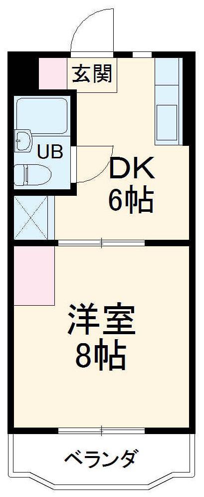 サームス(1DK/2階)の間取り写真