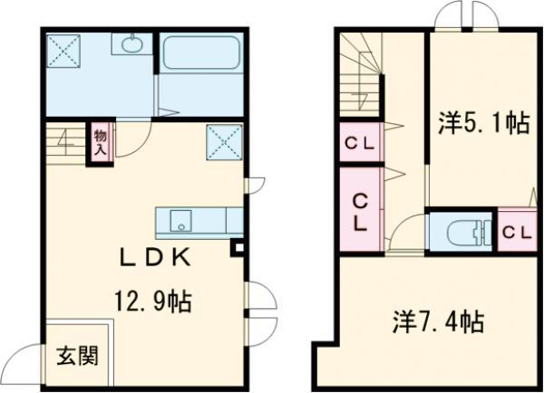 MOK-TERRACE-HOUYA(2LDK/1階)の間取り写真