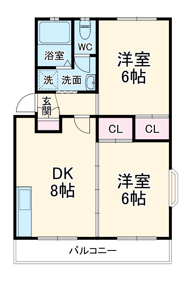 コーポ永田(2DK/2階)の間取り写真