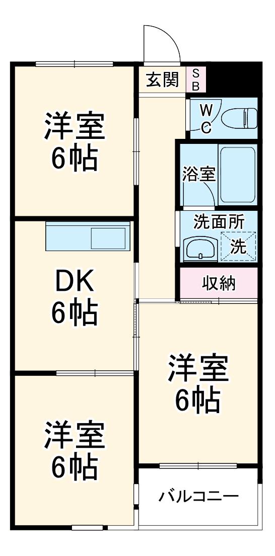 メゾンショージ弐番館(3DK/2階)の間取り写真