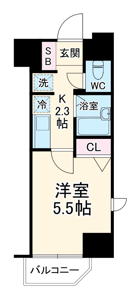 エステムプラザ横浜みなとみらいウエスト(1K/4階)の間取り写真
