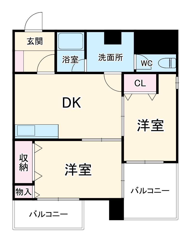 プリマビル(2DK/2階)の間取り写真