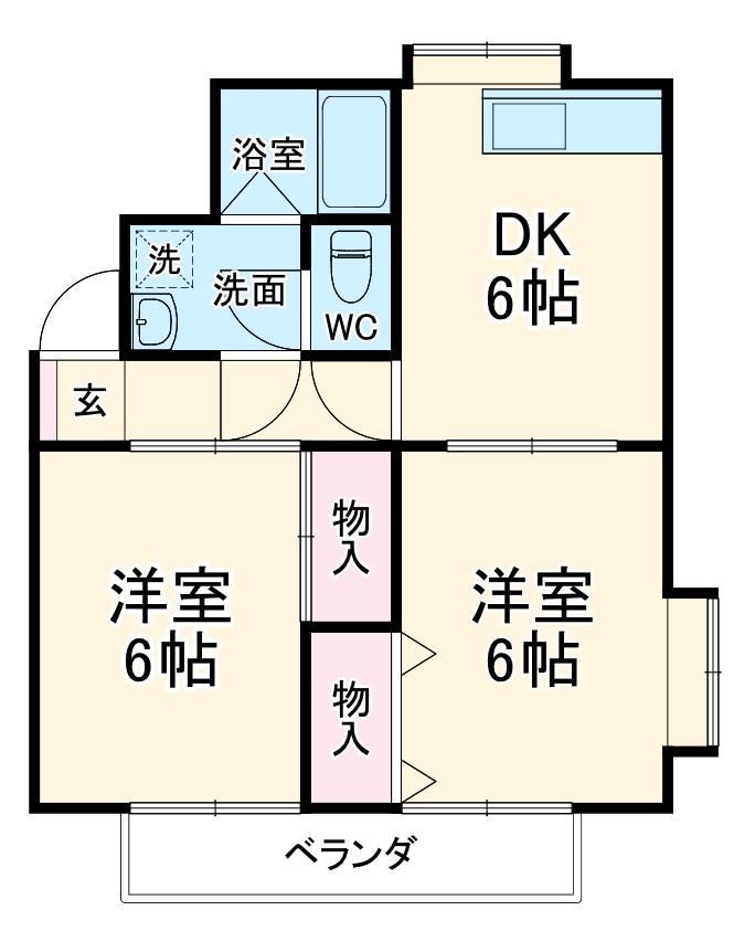 エンゼルハイツ(2DK/2階)の間取り写真